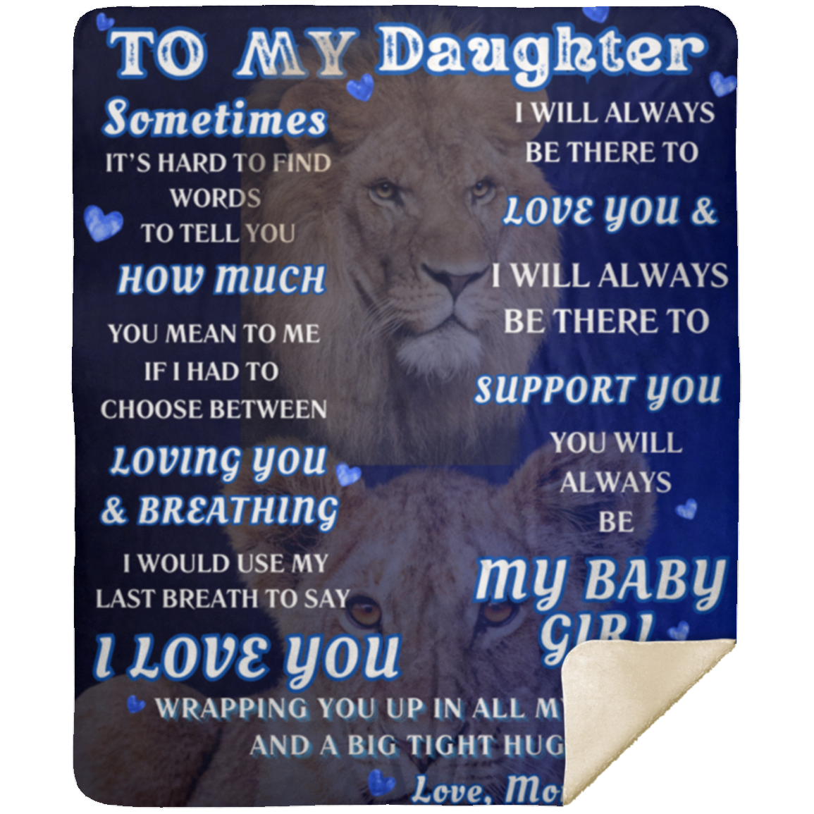 To My Daughter Love Mom Gift, Birthday Gift, Gift for Her, Premium Sherpa Blanket