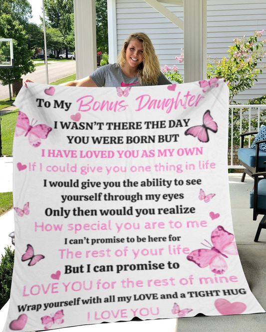 Bonus Daughter Gift, Bonus Daughter Birthday Gift  Cozy Plush Fleece Blanket