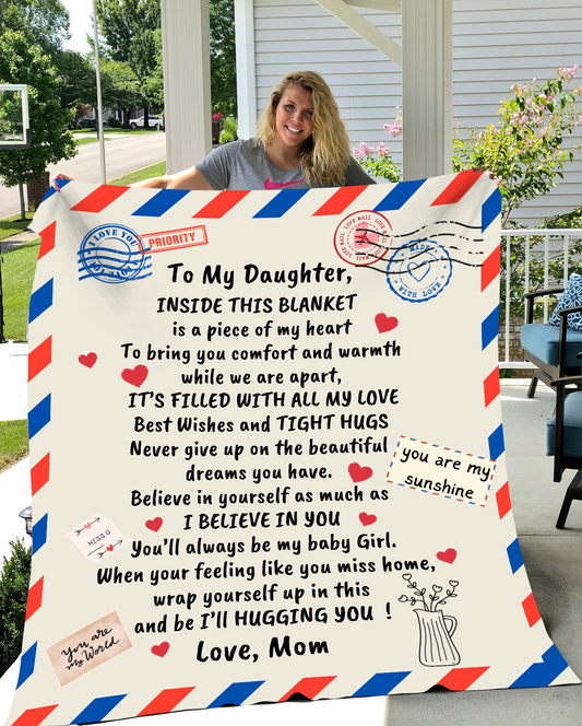 To My Daughter Love Mom Blanket , Birthday Gift Daughter, Gift Ideas