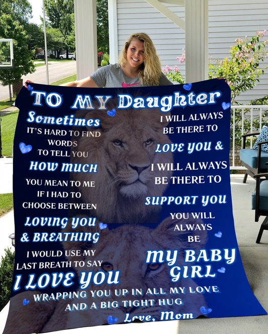 To My Daughter Love Mom Lion Birthday Gift , Gift for her, Birthday Gift ideas for Daughter, Arctic Fleece Blanket