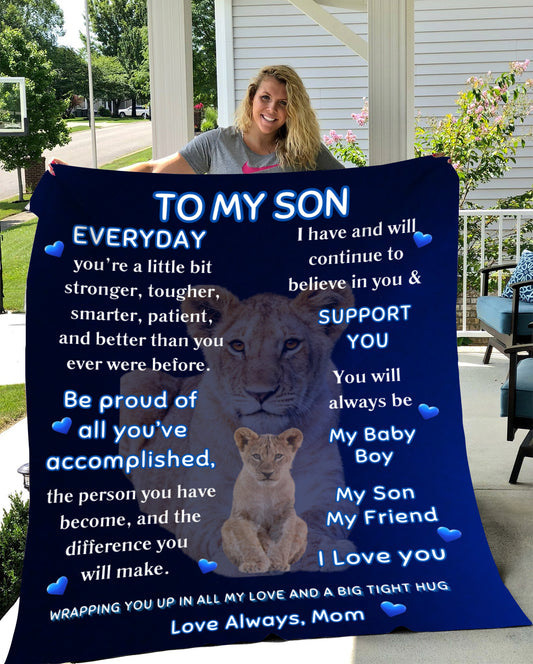 To My Son Love Mom, Gift for Son, Gift For Him Cozy Plush Fleece Blanket , Birthday Gift