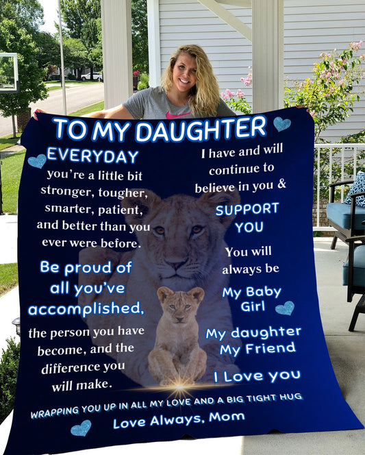 To My Daughter  Love Mom , Birthday Gift, Gift for Her,Cozy Plush Fleece Blanket