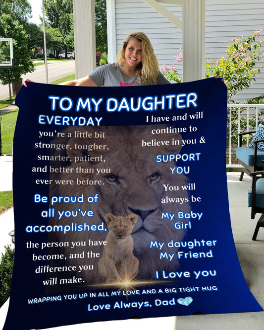 To My Daughter Blanket Love Dad, Birthday Gift, Gifts for Her  Plush Fleece Blanket