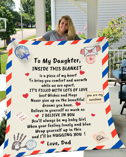 To My Daughter Love Dad Blanket, Birthday Gift, Holiday Gift for Daughter