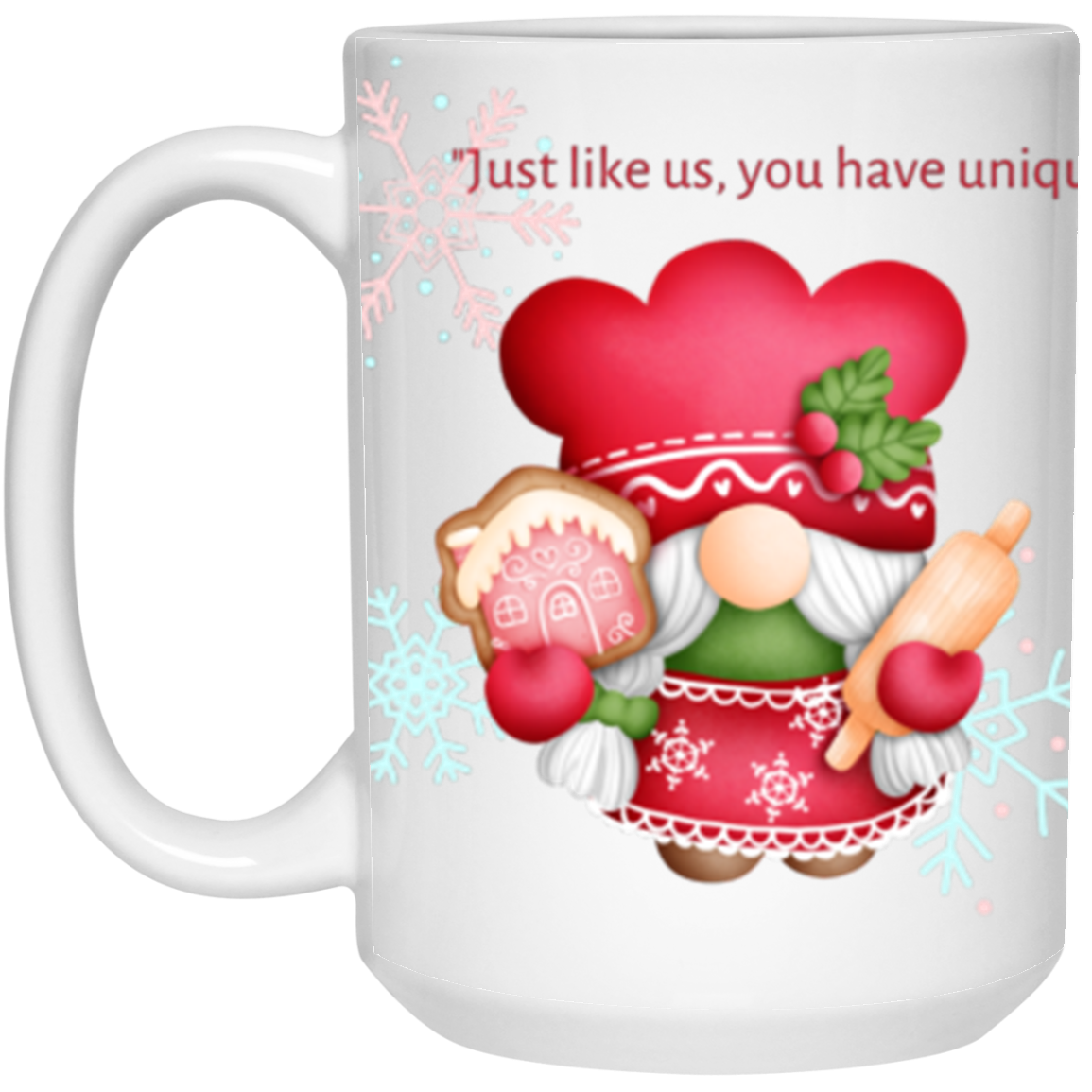 Unique White Coffee Mug with Christmas Gnomes