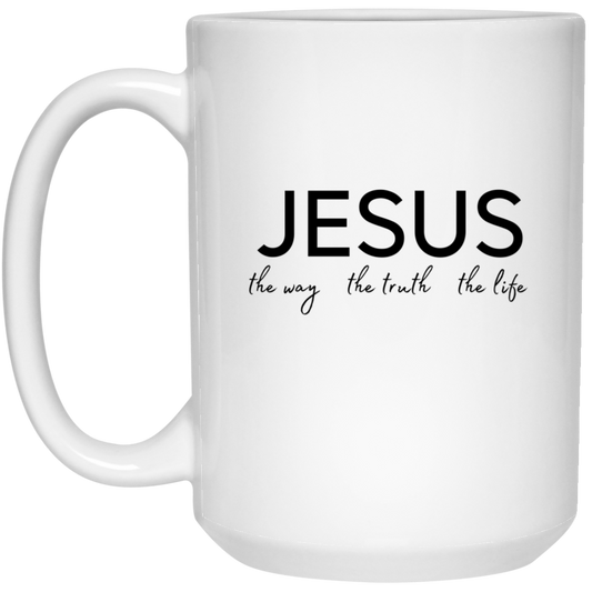 Jesus Coffee Christian Gift 15 oz. White Mug