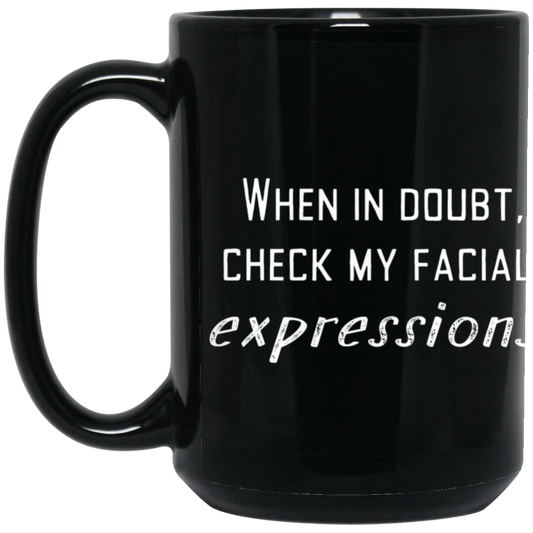 Facial Expressions Black Mug, Birthday Gift