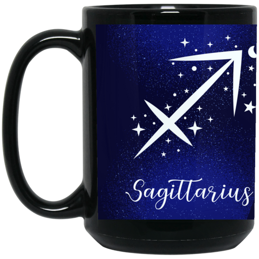Sagittarius coffee mug black and blue with stars 15oz. 