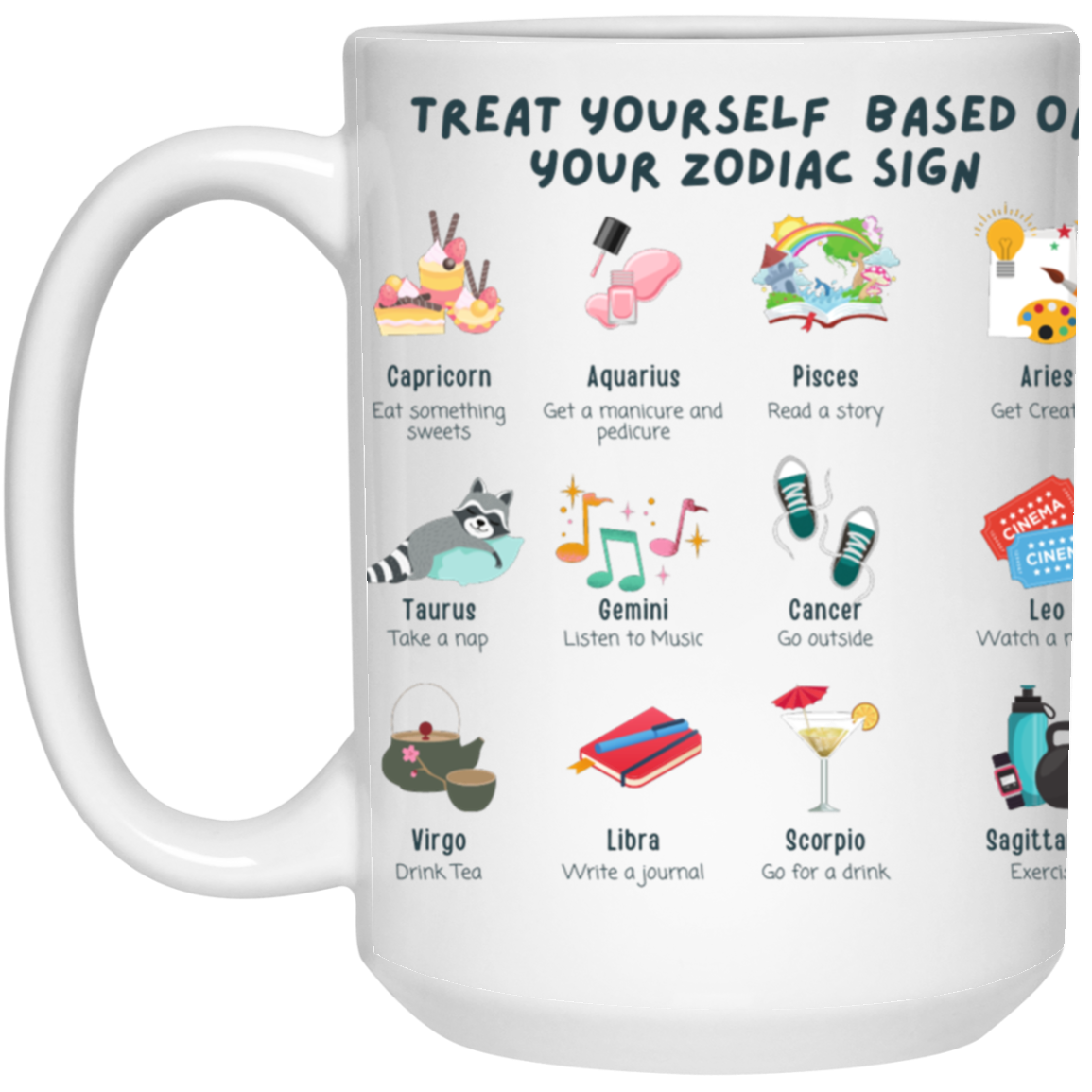 Zodiac Sign Treats ~15 oz. White Mug