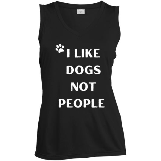 Fun Summer Dogs not People Ladies' Sleeveless V-Neck Performance Tee