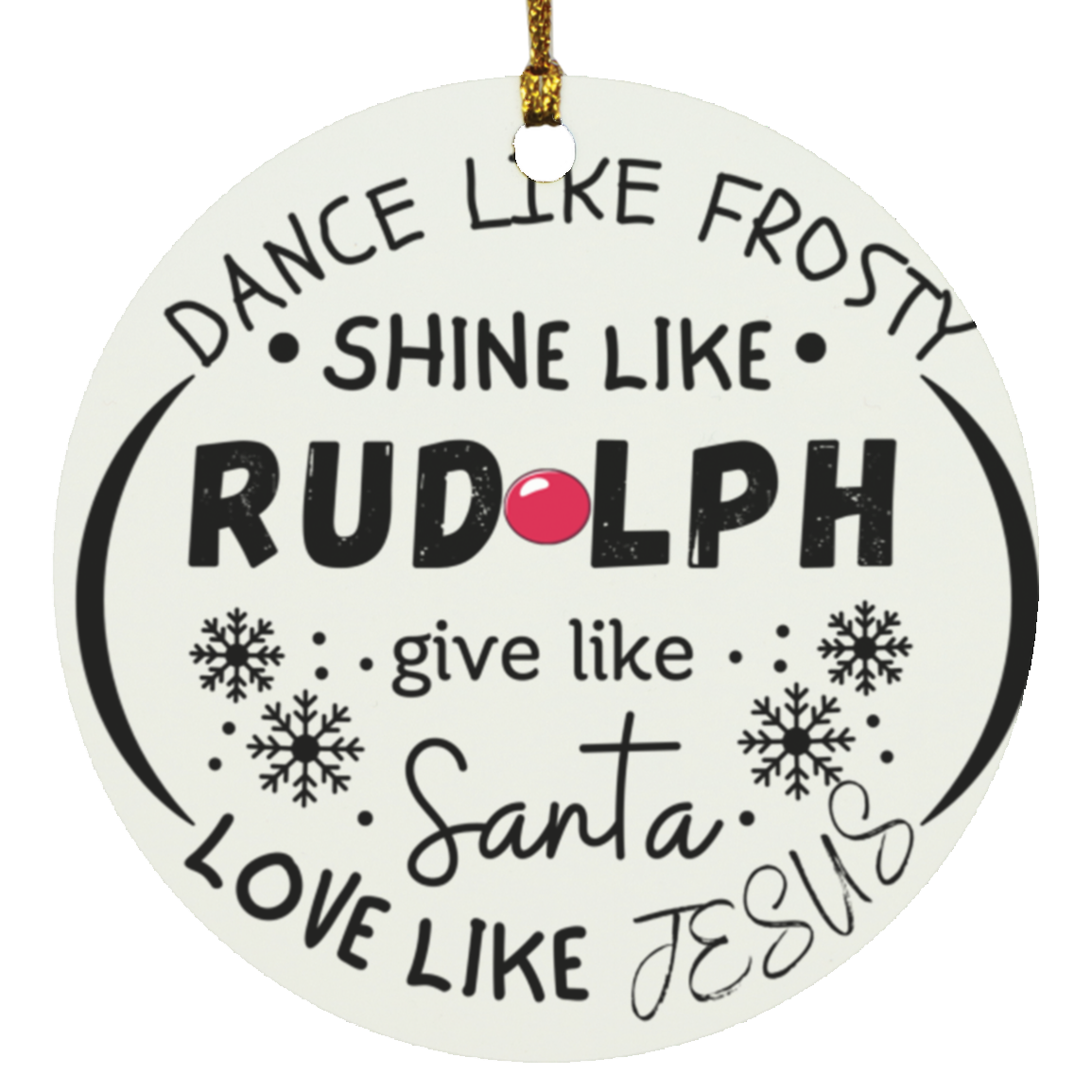 Christmas Rudolph Frosty Circle Ornament Gift