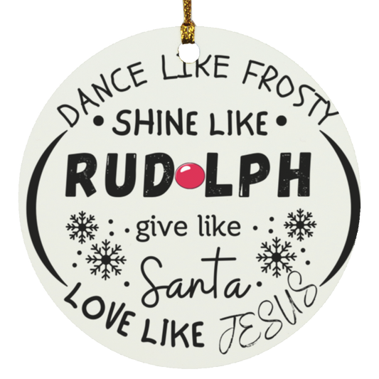 Christmas Rudolph Frosty Circle Ornament Gift