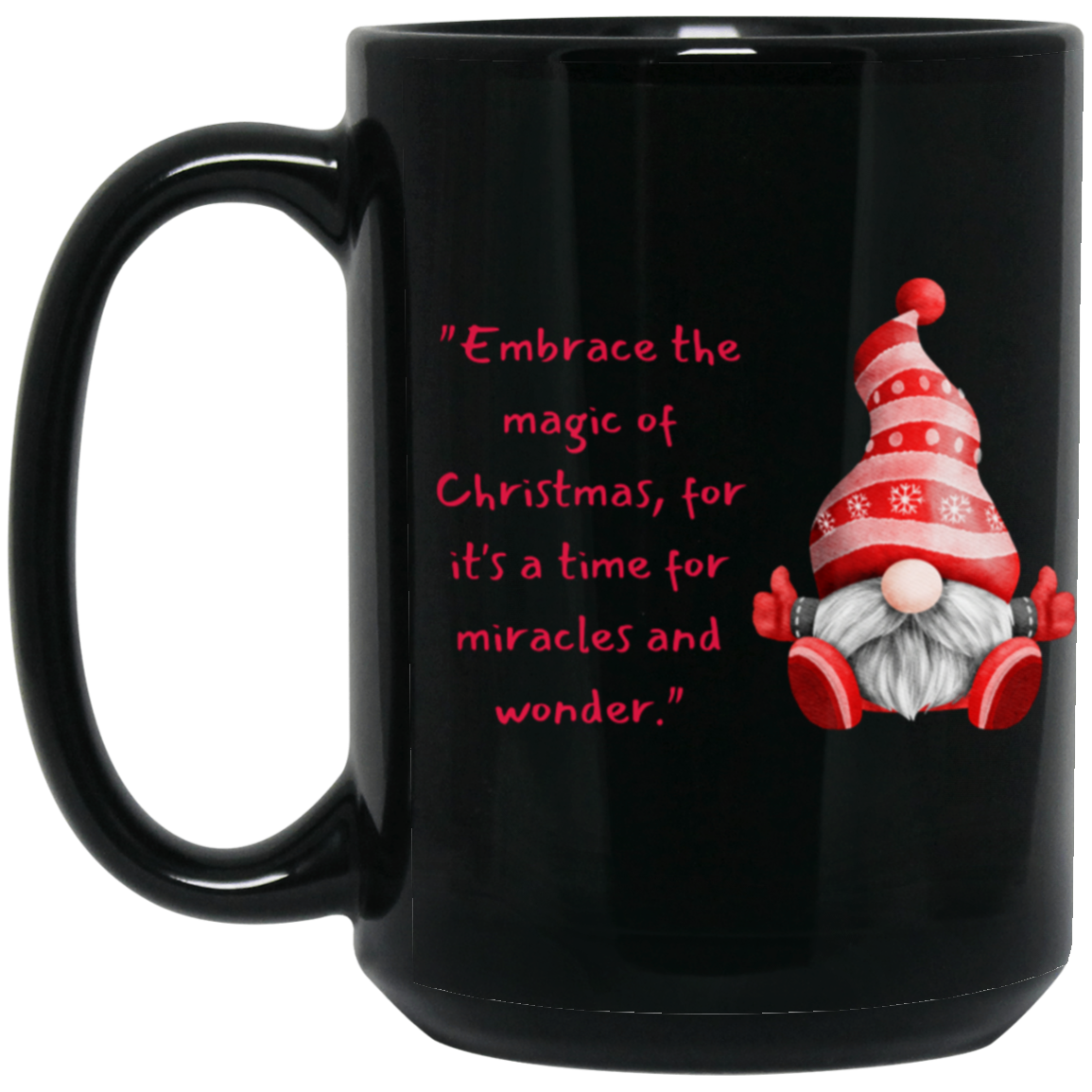 Christmas Gnome Mug, Birthday Gifts Black Mug