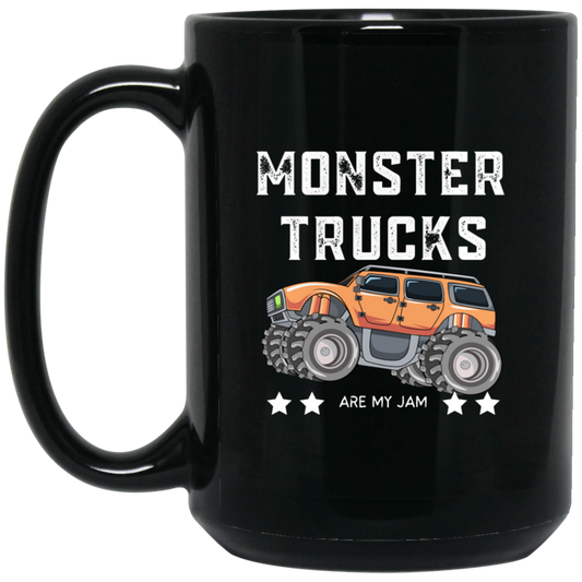 Monster Trucks Are My Jam Coffee15 oz. Black Mug