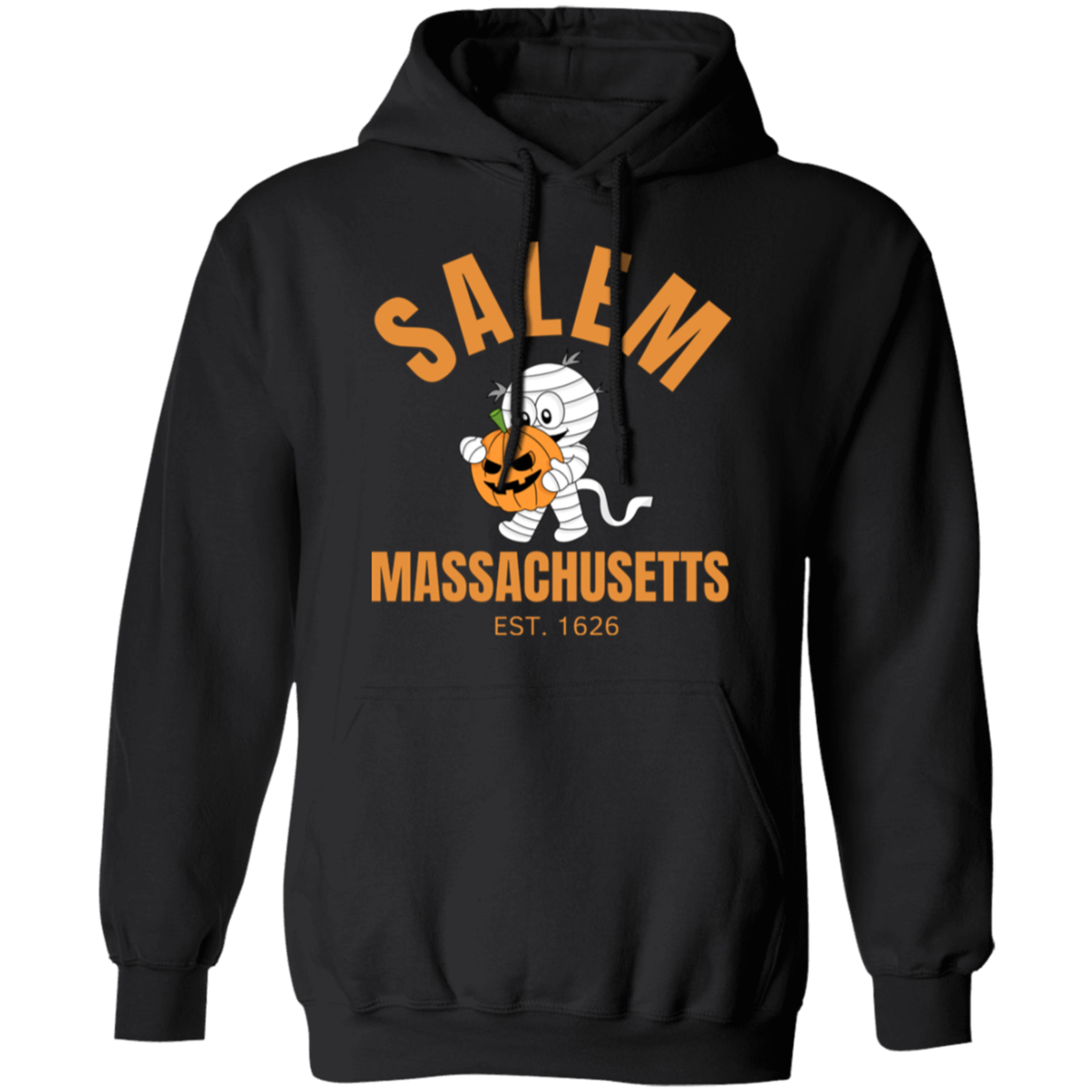 Salem Mass.  Pullover Hoodie, Halloween Season, Spooky Season, Cute Mummy, Pumpkin