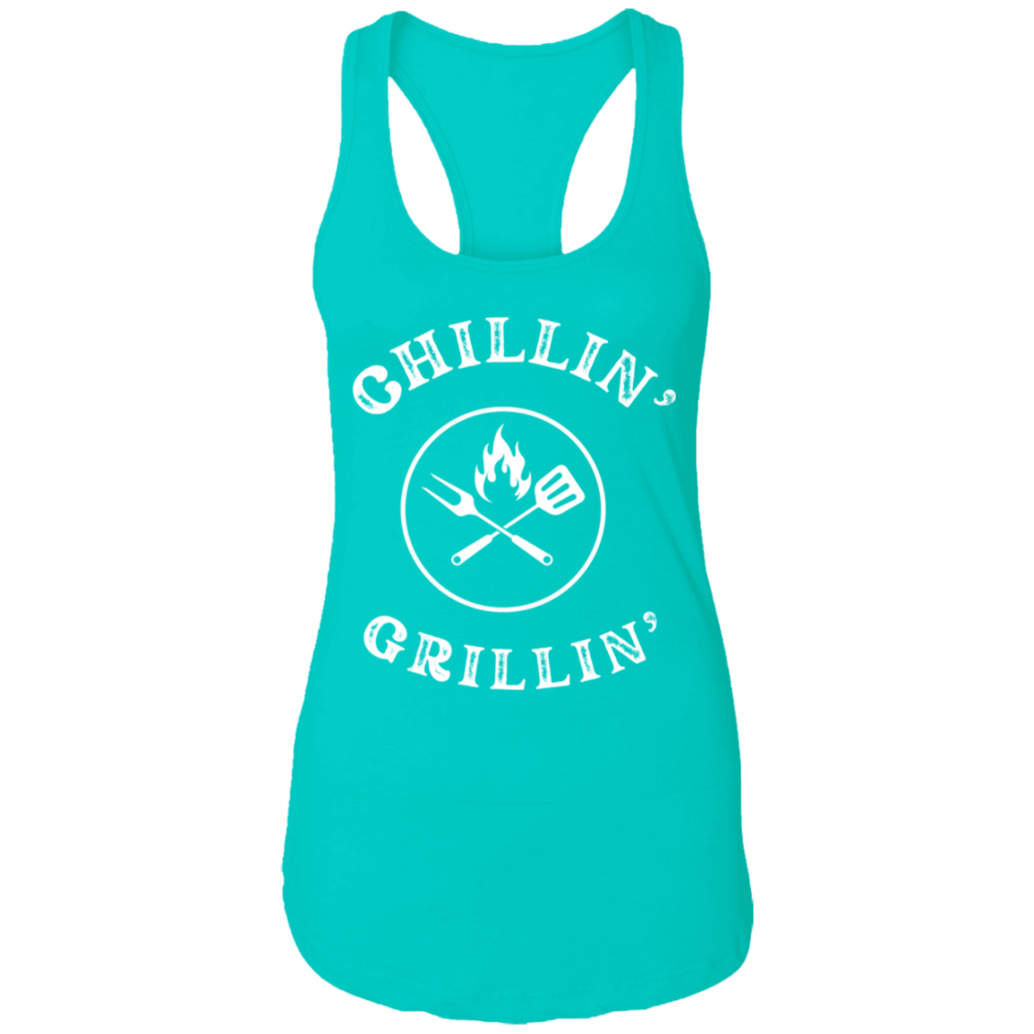 BBQ Ladies Ideal Racerback Tank Chillin' Grillin'