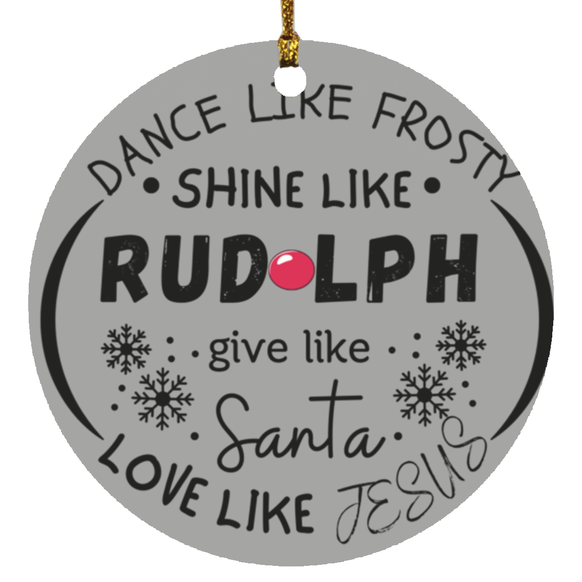 Christmas Rudolph Frosty Circle Ornament Gift