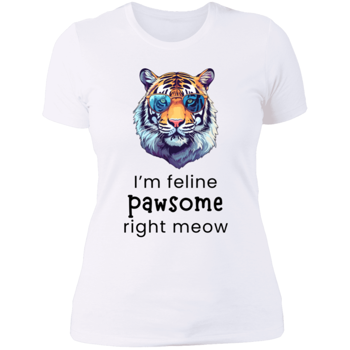 Cat Lovers Ladie's Feline Pawsome Right Meow T-shirt