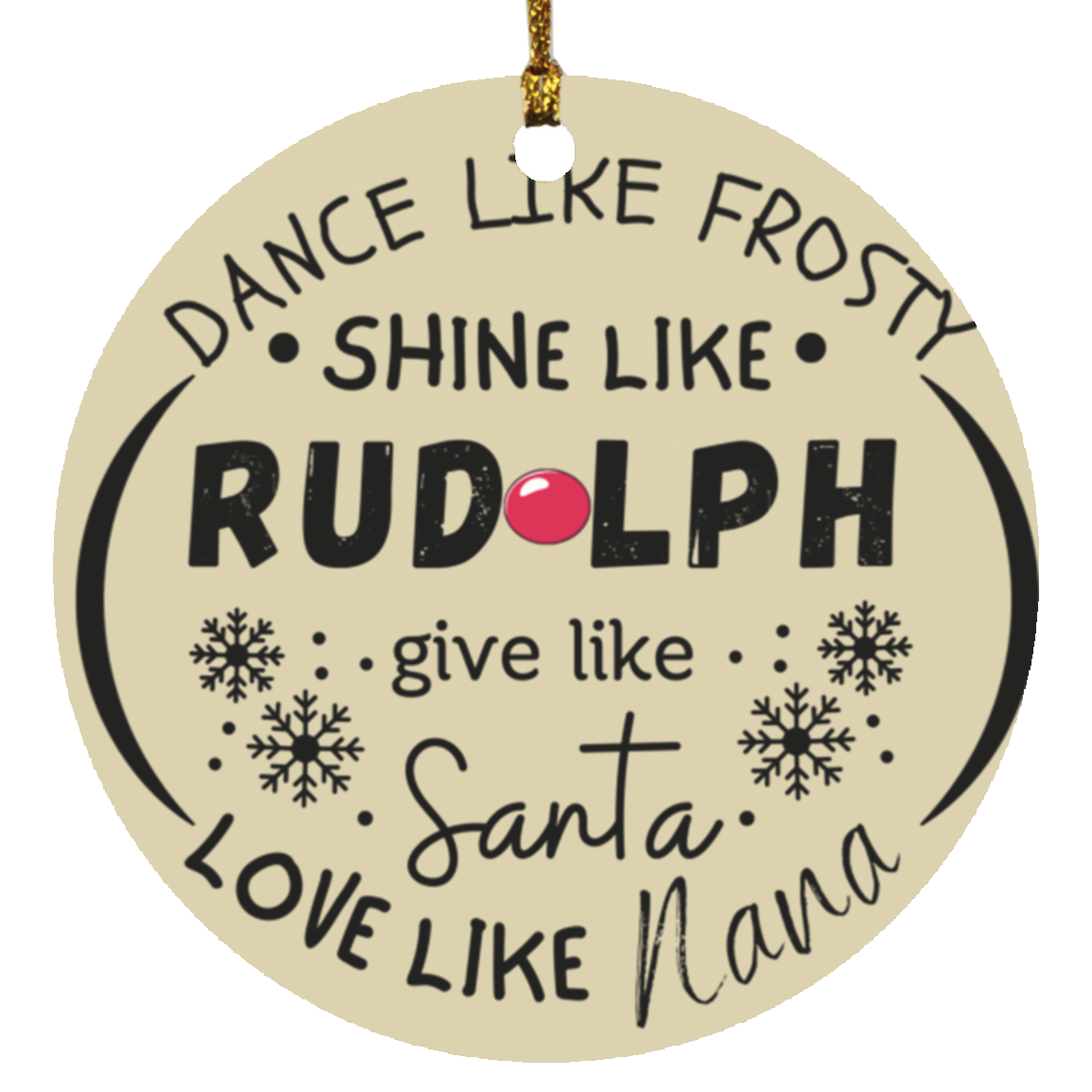 Christmas Rudolph Frosty  Circle Ornament