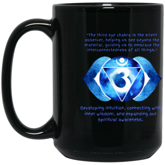 Third Eye Chakra / Yoga Mug /Coffee or Tea- Gift /15 oz. Black Mug