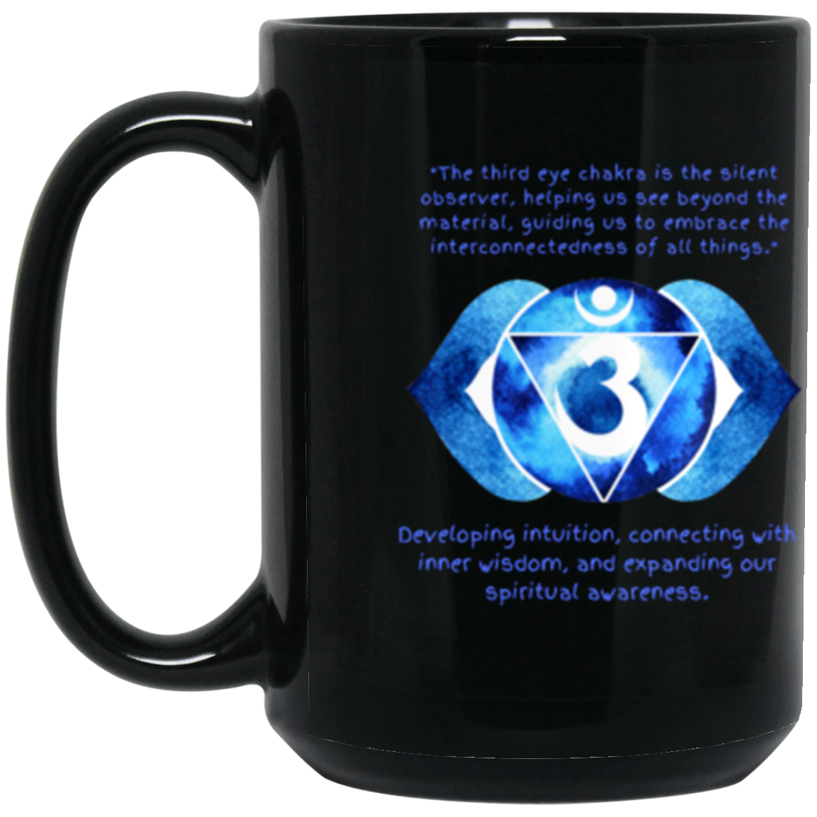 Third Eye Chakra / Yoga Mug /Coffee or Tea- Gift /15 oz. Black Mug