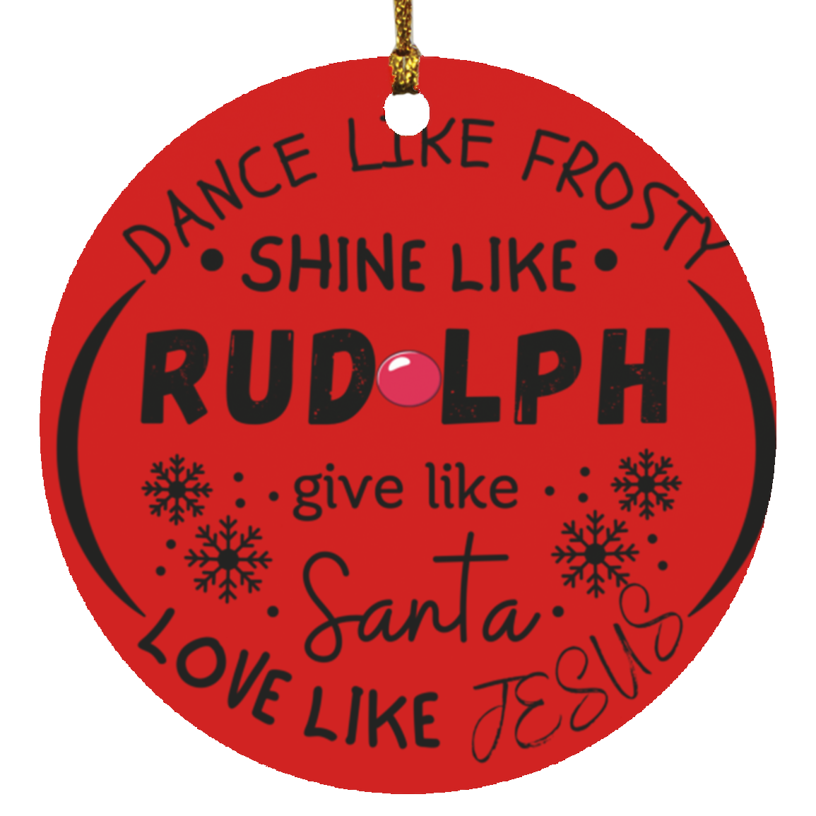 Christmas Rudolph Frosty Circle Ornament Gift