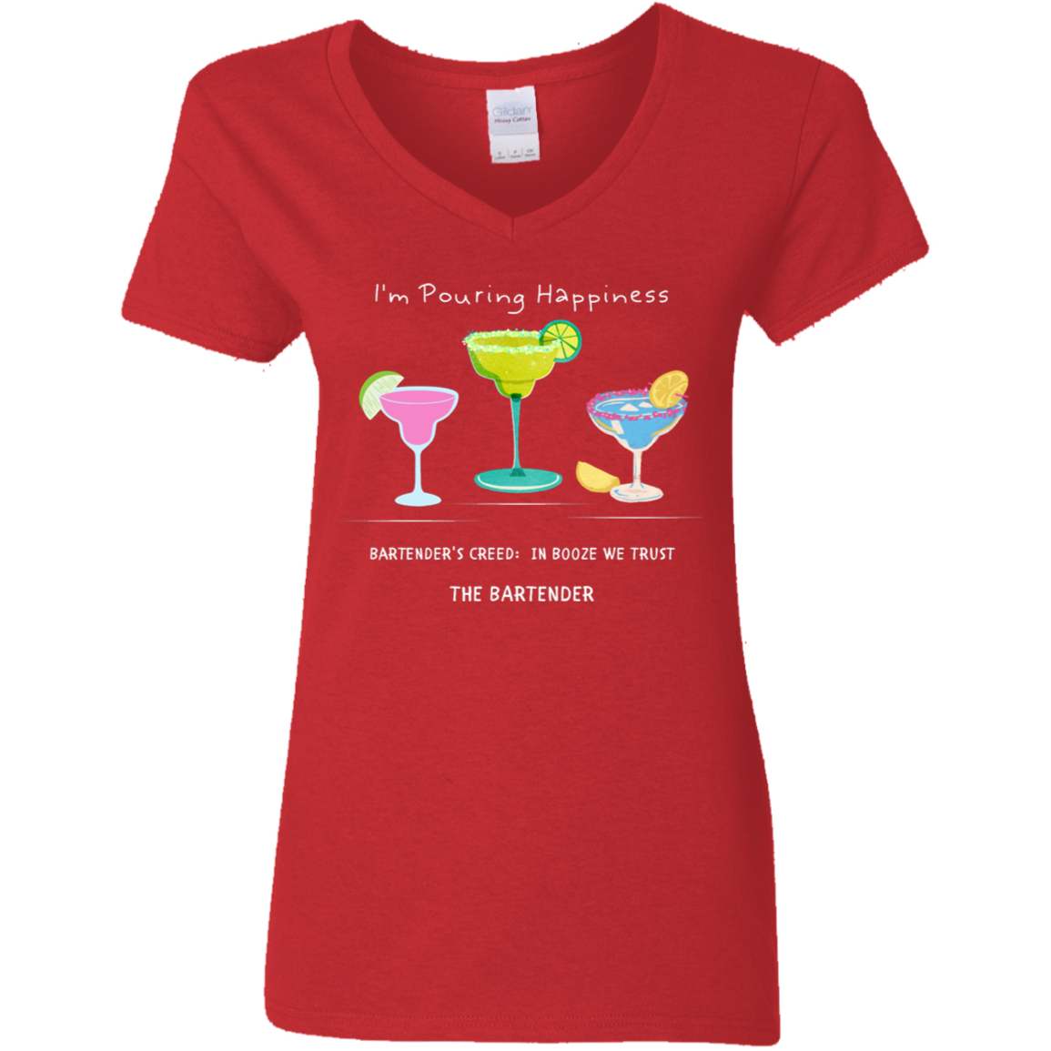 Bartending  Ladies V-Neck T-Shirt