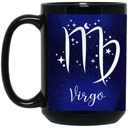 Virgo Zodiac ~ 15 oz. Black Mug