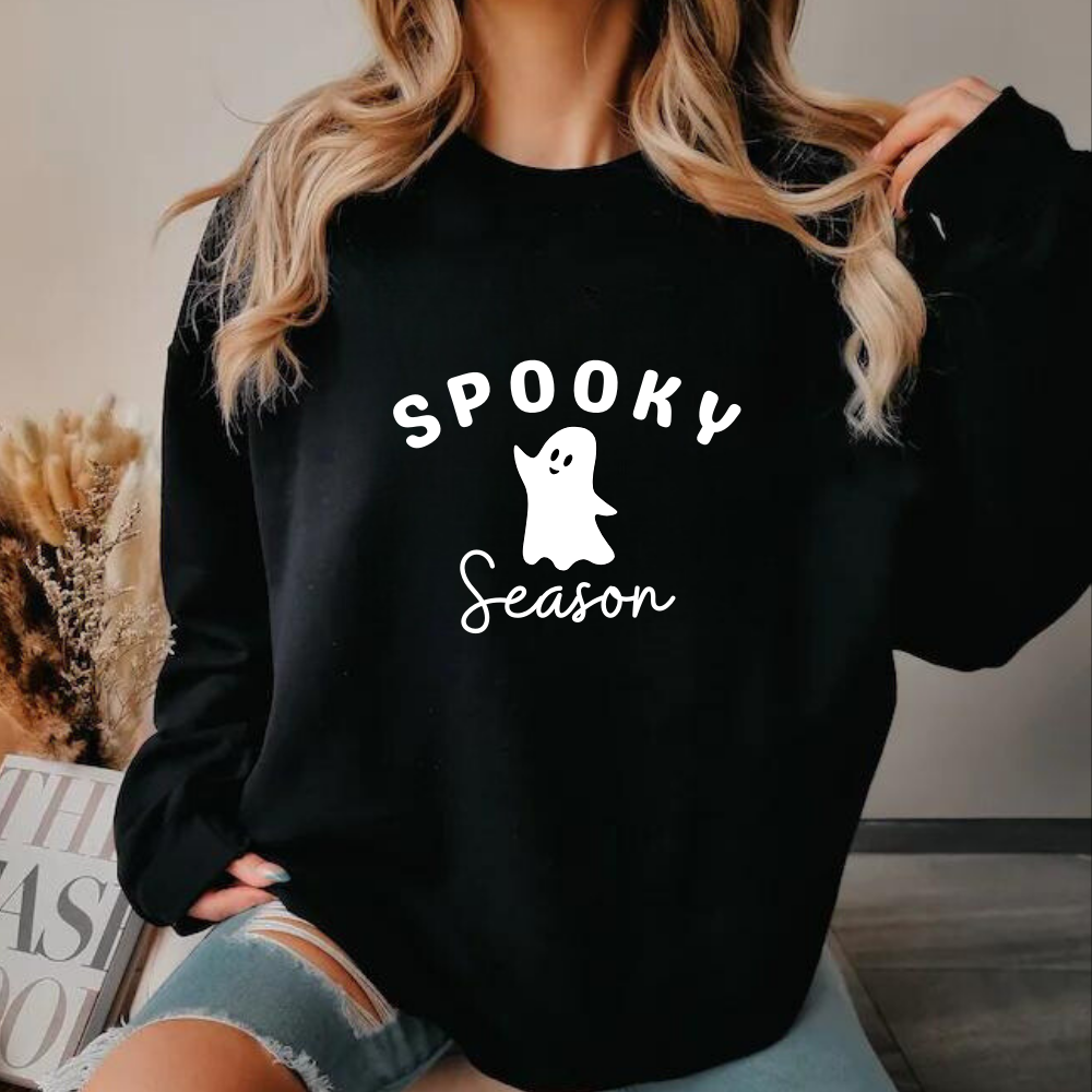 Spooky Season Ladies Sweatshirt, Halloween Ghost Shirt, Cute Halloween Shirt