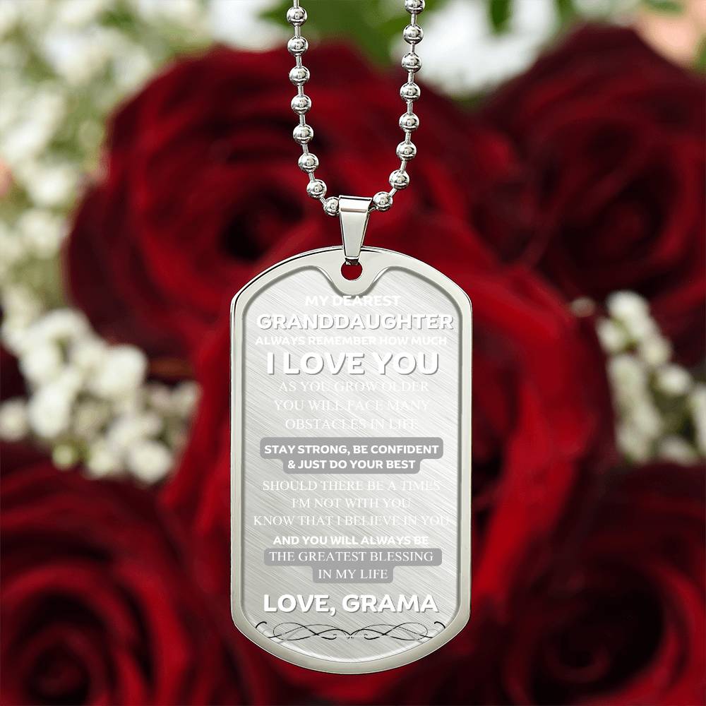 Granddaughter Love Grama Stylish Tag Forever Necklace