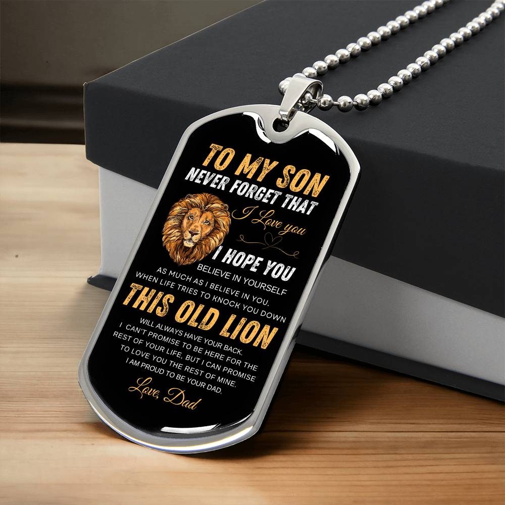 To My Son, Love Dad Military style necklace, Never forget i love you