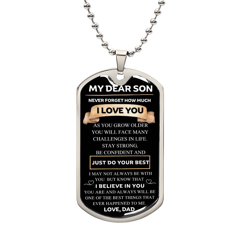To My Son Love Dad Birthday Gift Keepsake Necklace