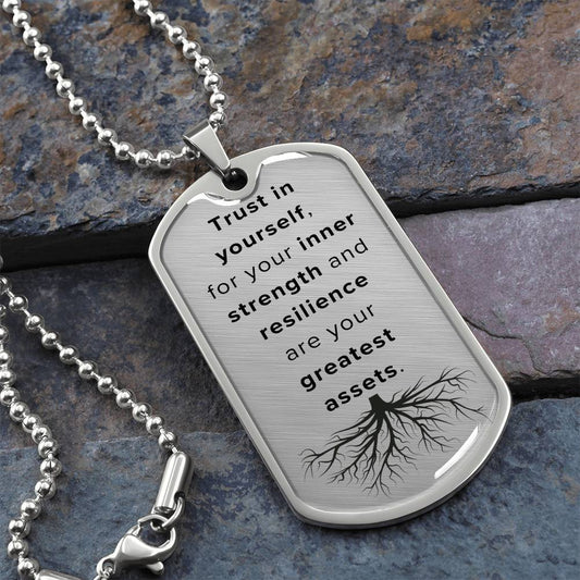 Inner Strength Tag Necklace,Birthday Gift