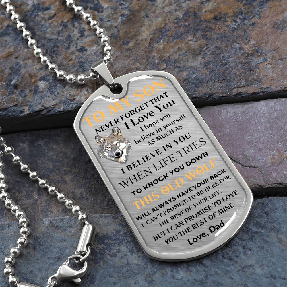 To My Son Love Dad, Gift for Him, Birthday Gift for Him, Necklace