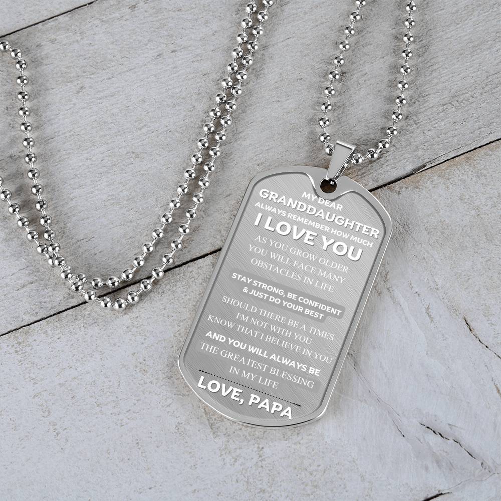 Granddaughter Love Papa Stylish Tag Forever Necklace Inspirational  Tag Necklace