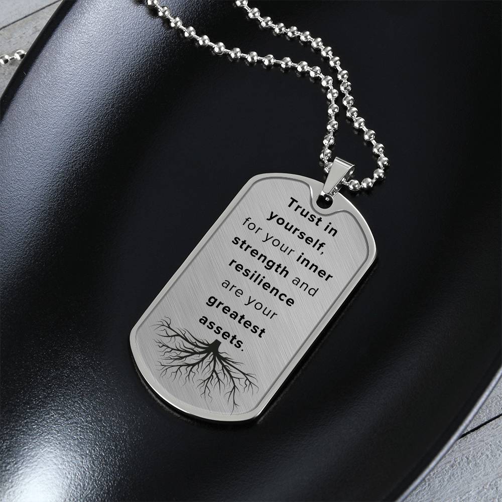 Inner Strength Tag Necklace,Birthday Gift