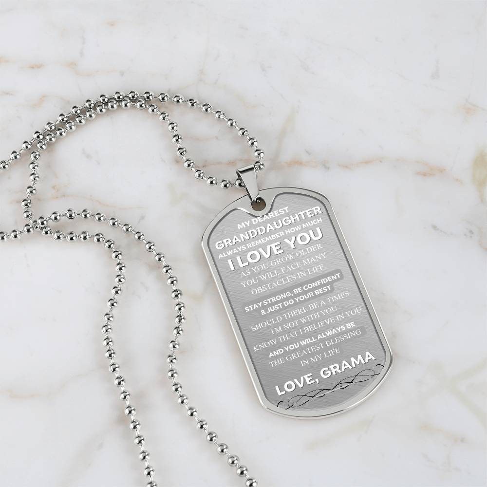 Granddaughter Love Grama Stylish Tag Forever Necklace