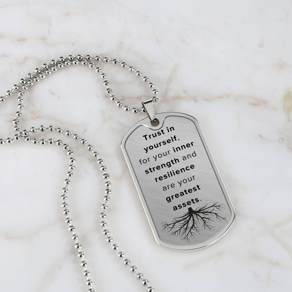 Inner Strength Tag Necklace,Birthday Gift