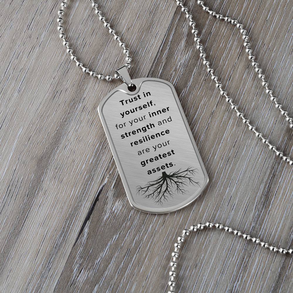 Inner Strength Tag Necklace,Birthday Gift