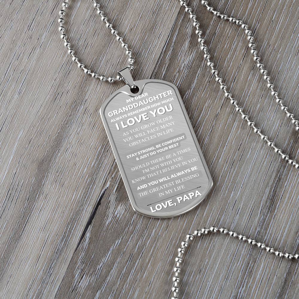 Granddaughter Love Papa Stylish Tag Forever Necklace Inspirational  Tag Necklace