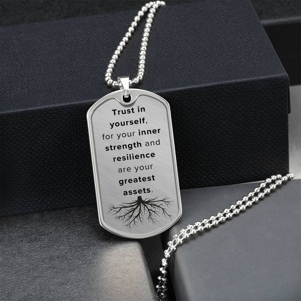 Inner Strength Tag Necklace,Birthday Gift