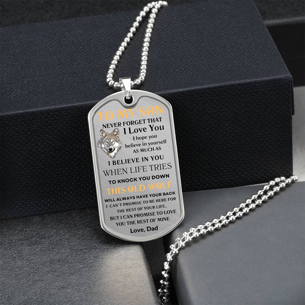 To My Son Love Dad, Gift for Him, Birthday Gift for Him, Necklace
