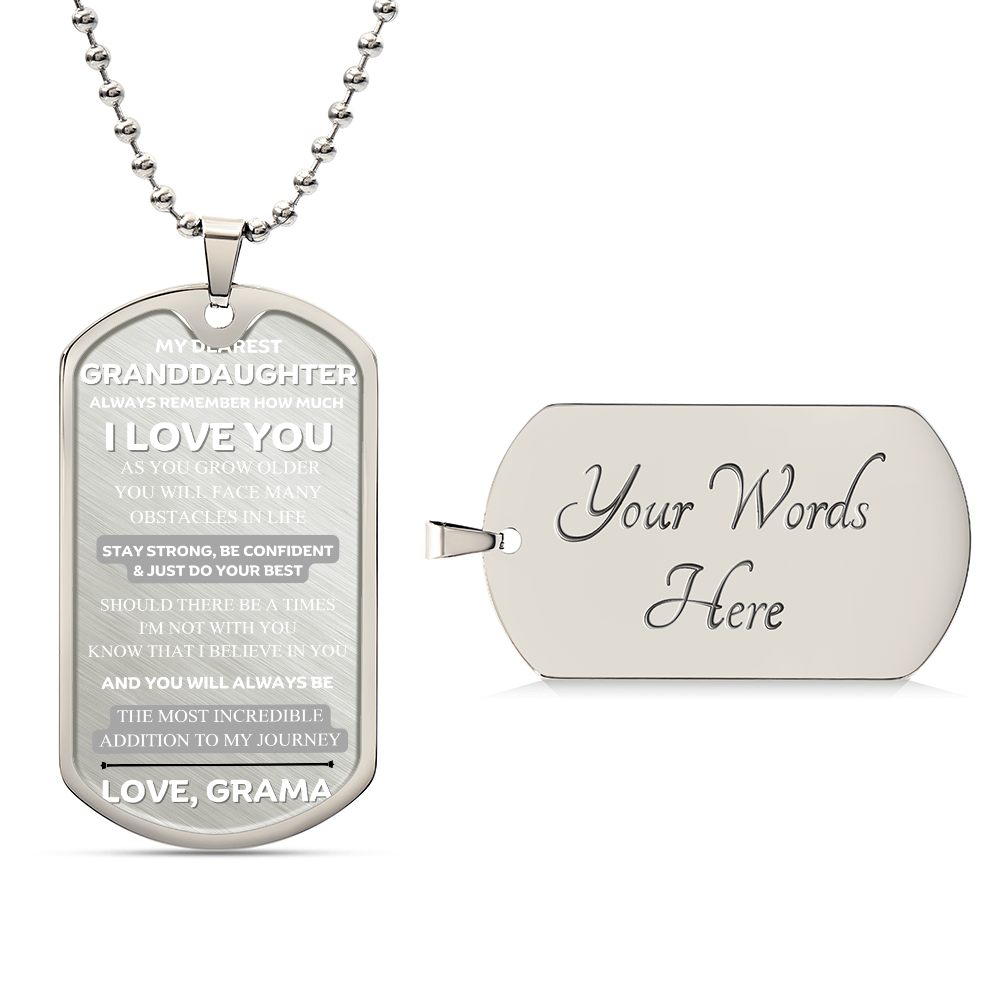 Granddaughter Love Grama  Inspirational Tag Necklace