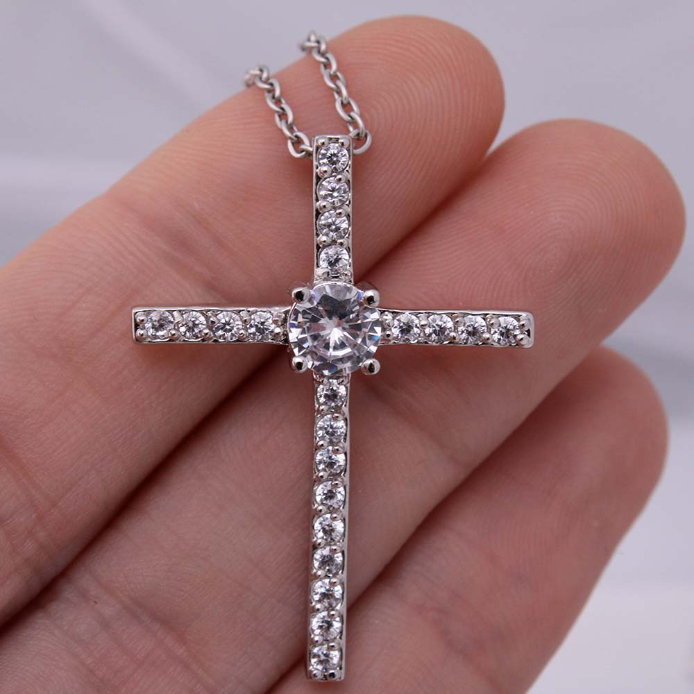 love is kind cz cross pendant necklace