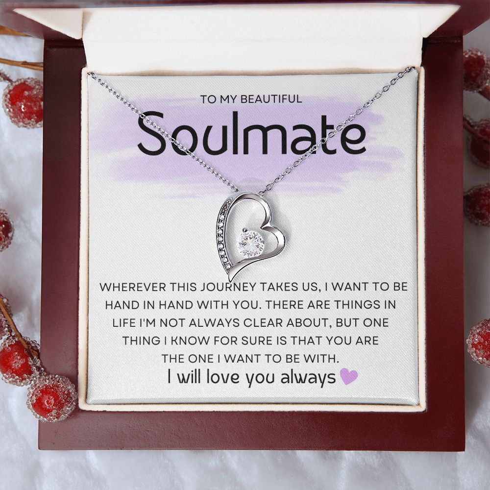 Soulmate ~ Forever Love Necklace ~White Gold Finish