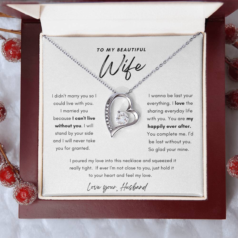 To My Beautiful Wife Love Forever Necklace Keepsake, Birthday , Anniversary Gift