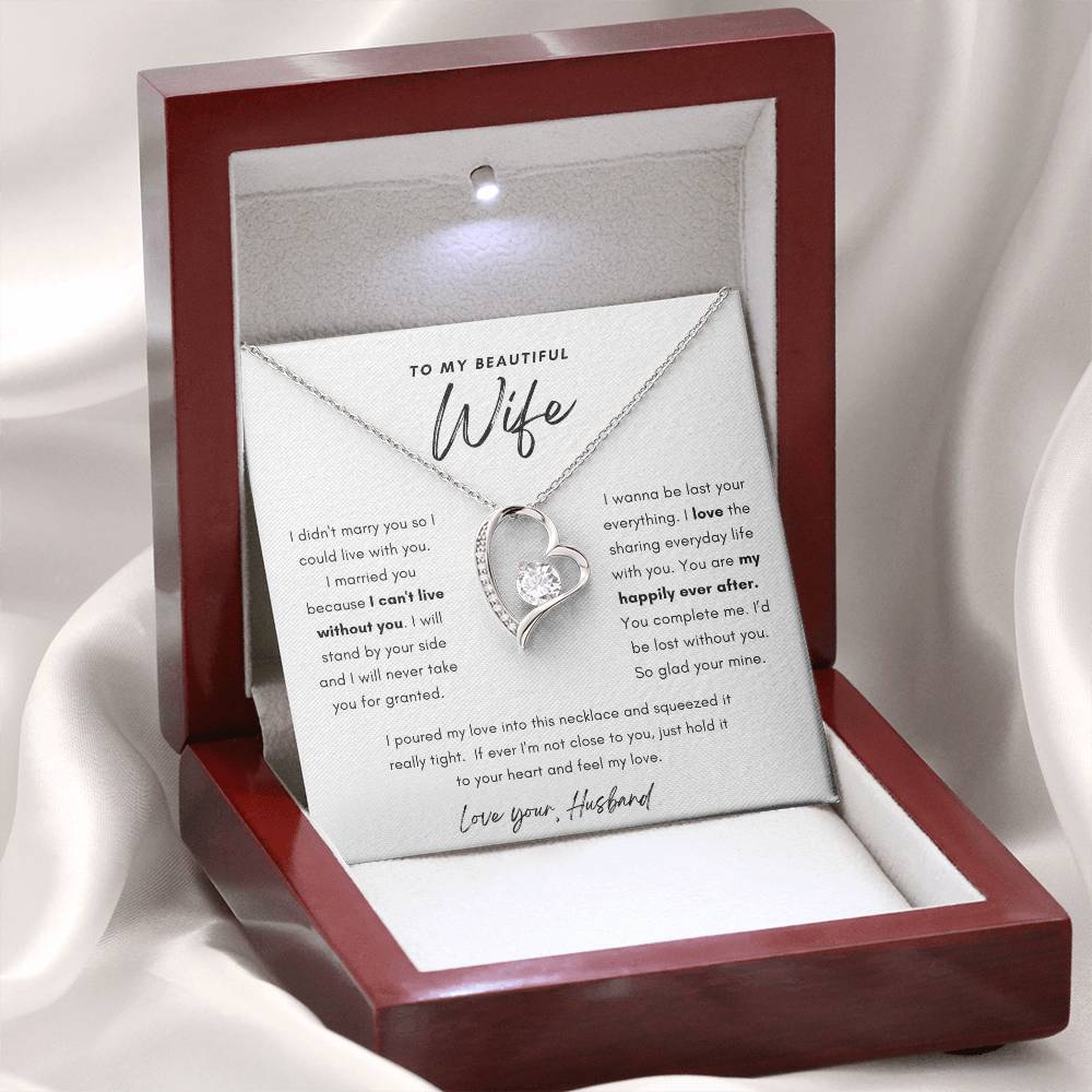 To My Beautiful Wife Love Forever Necklace Keepsake, Birthday , Anniversary Gift