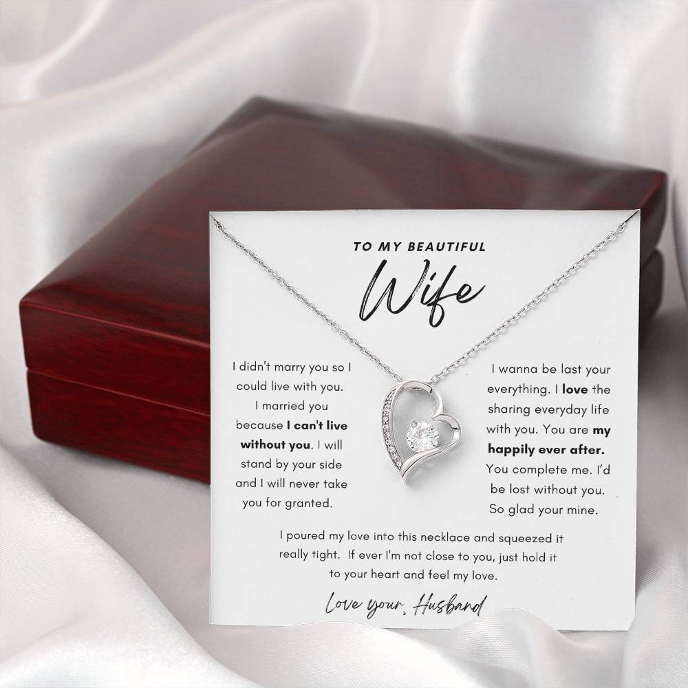 To My Beautiful Wife Love Forever Necklace Keepsake, Birthday , Anniversary Gift