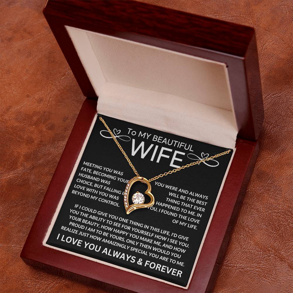 To My Beautiful Wife Forever Love Necklace, Gift, For Her, Anniversary