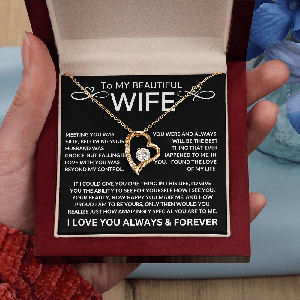 To My Beautiful Wife Forever Love Necklace, Gift, For Her, Anniversary